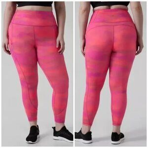 Athleta Rainier Printed Tight Legging Size 3X Brilliance Warm Pink Athletic NWT